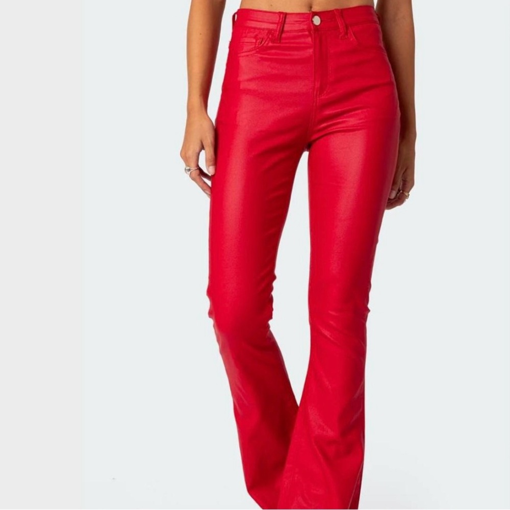 Edikted Red High-Waisted Pants